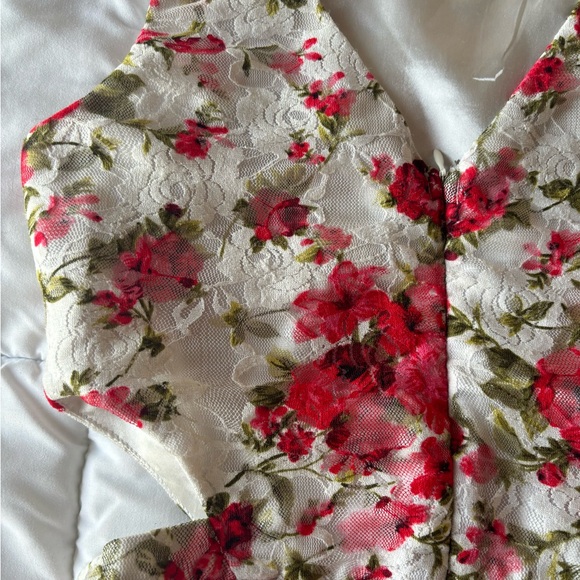 Lace Floral Mini Dress with Cutouts - Size Small - Picture 3 of 3